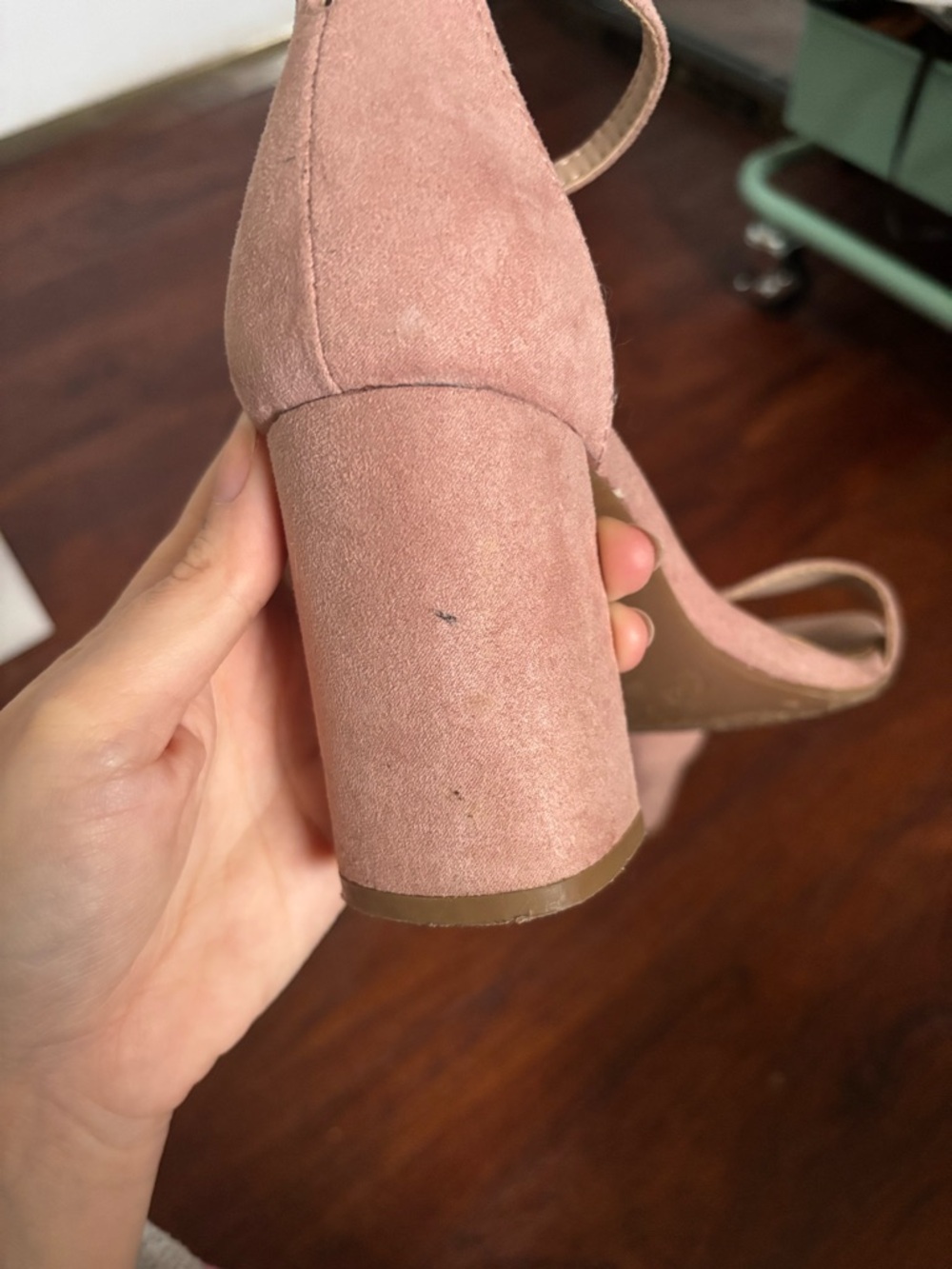 Kelly & Katie Dusty Pink Suede Block Heel Sandals - Picture 6 of 12